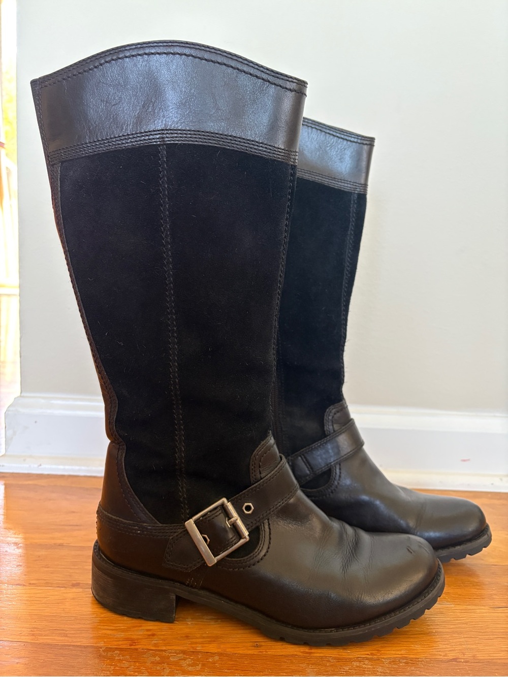 Timberland Black Suede & Leather Riding Boots